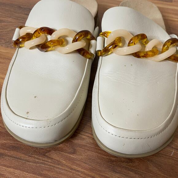 VIONIC Georgie Chain Detail Mule Clog Cream Leather Size 7.5 - Picture 3 of 11